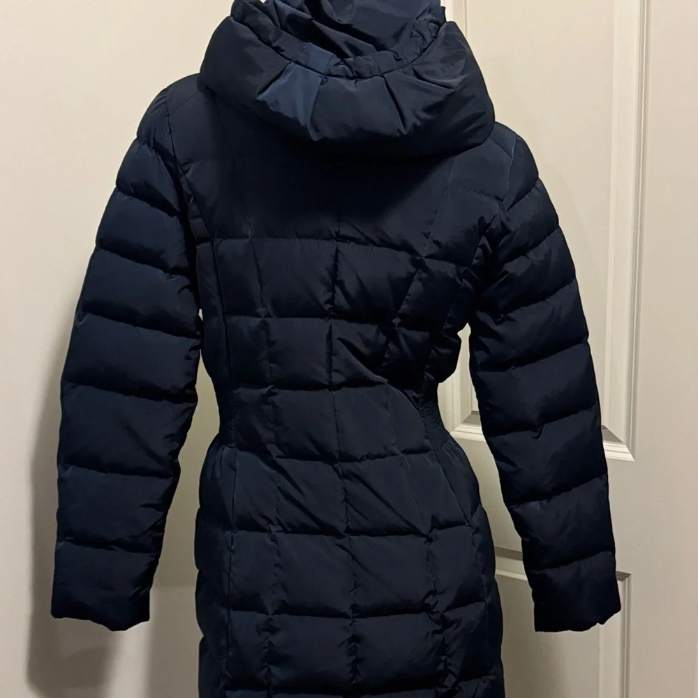 Cole Haan Dark Blue Hooded Down Puffer Jacket - Picture 7 of 15
